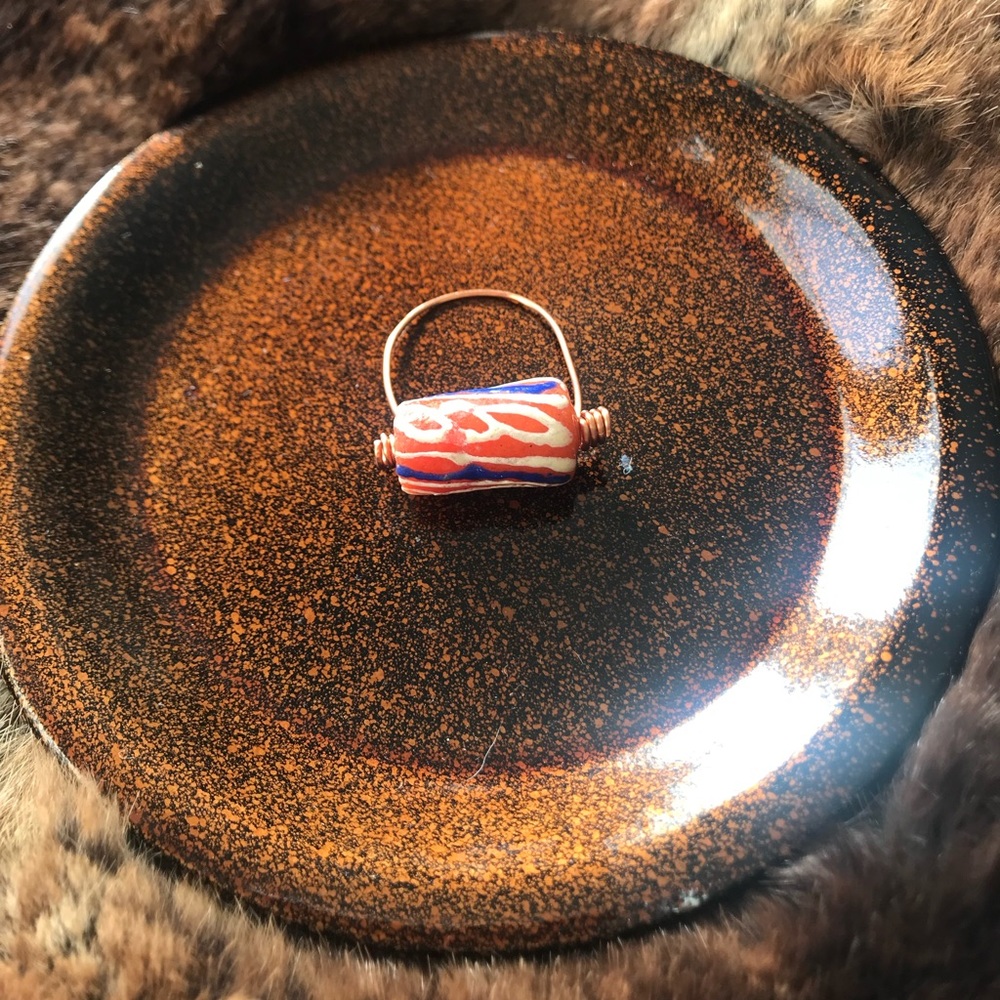 Handmade African glass beaded ring